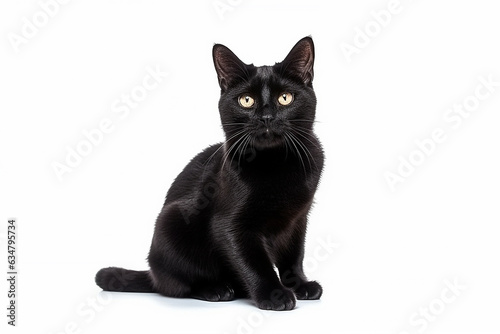 Black cat isolate on white background.Generative Ai.