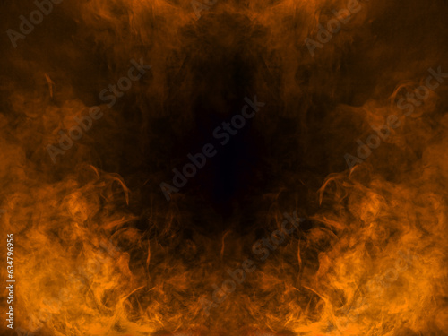 Hell texture. Orange flames smoke in dark background.  Desktop picture	