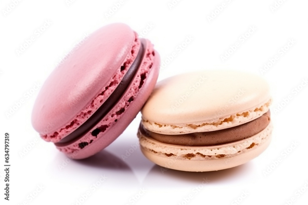 Macarons on white background.Generative Ai. Macarons on white background.Generative Ai.