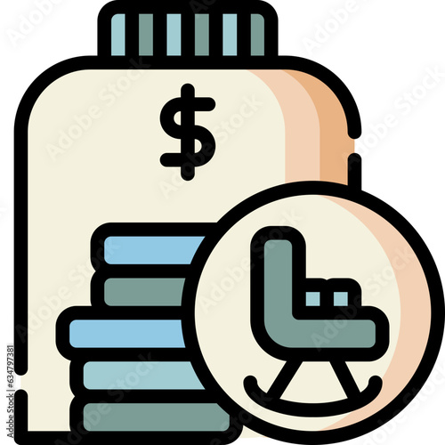 retirement benefits color style icons