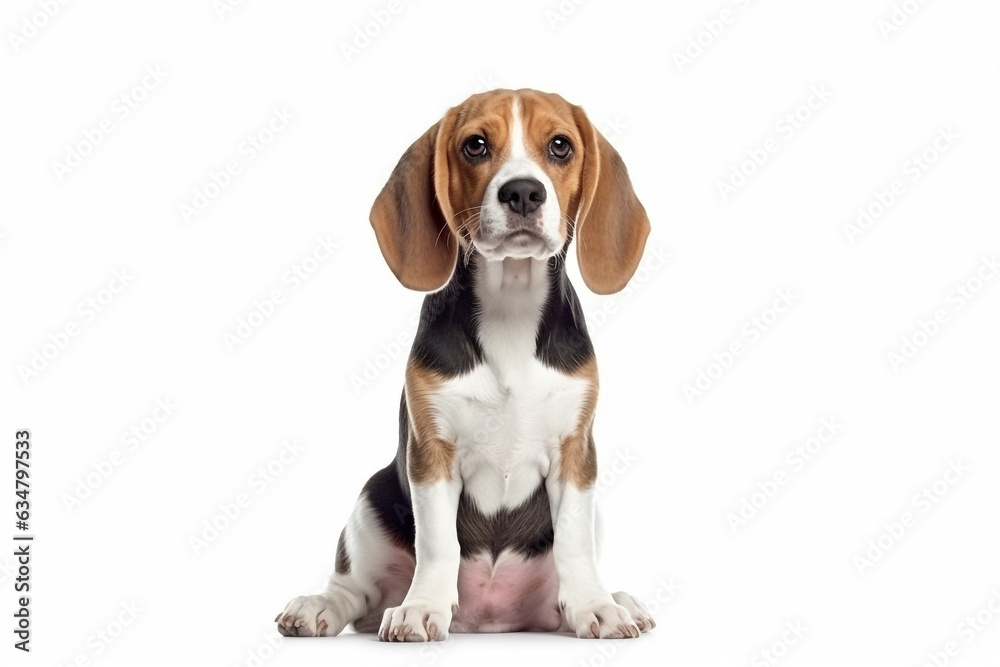 Beagle dog  isolated on white background.Generative Ai.