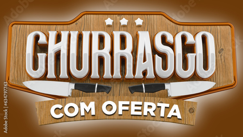 selo 3d ''churrasco com oferta''