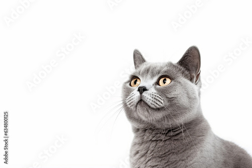 British short hair cat isolated on white background.Generative Ai. © Inlovehem