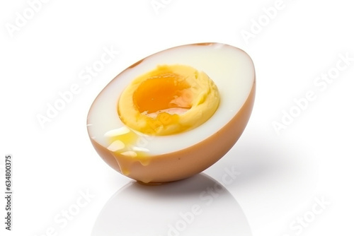 Boiled egg and isolated on white background.Generative Ai.