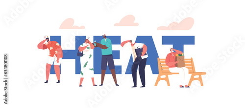Heat Concept Characters Endure Discomfort From High Temperatures, Leading To Dehydration, Exhaustion