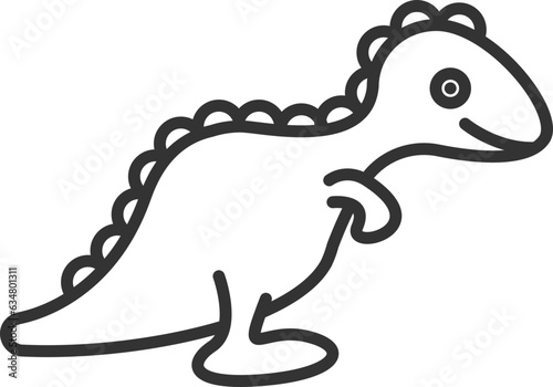 Dino toy icon on white background. Line style vector illustration.