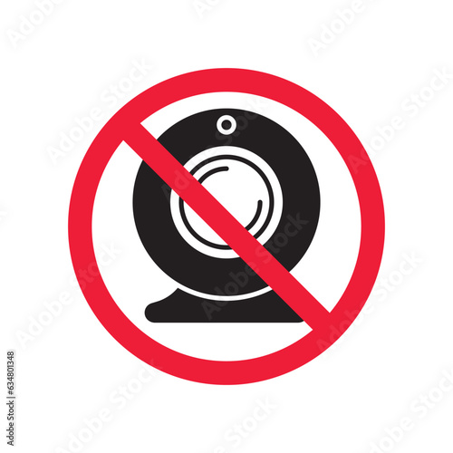 Free Download Prohibited web camera vector icon. No webcam icon. Forbidden camera icon. No web camera sign. Warning, caution, attention, restriction, danger flat sign design symbol pictogram - GFXLoad