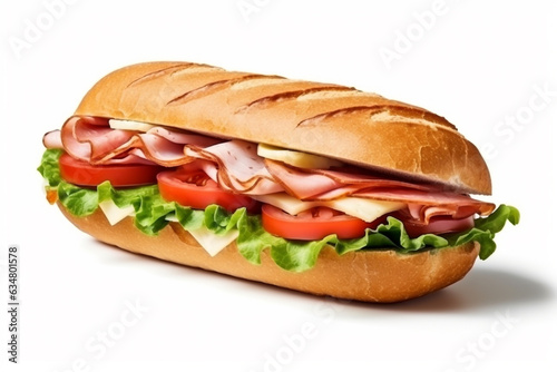 Sandwich ham isolated on white background .Generative Ai.