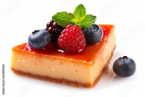 Cheesecake with berries isolated on white background.Generative Ai.