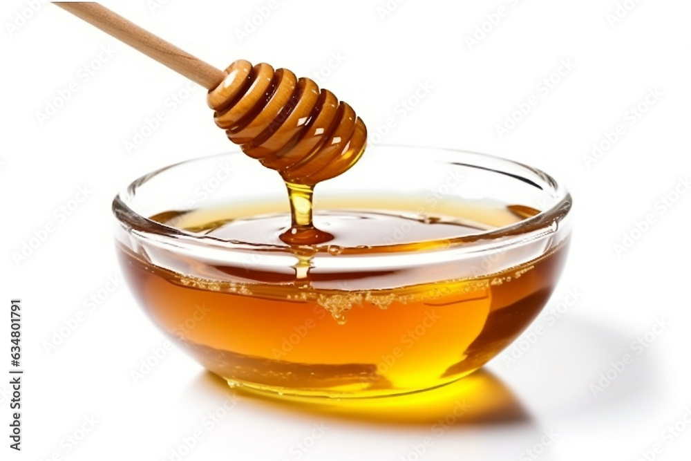 Honey isolated on white background.Generative Ai. Honey isolated on white background.Generative Ai.