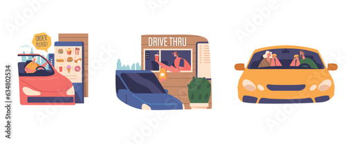 Customers Conveniently Order And Collect Fast Food From Their Vehicles At The Drive-thru, Offering Quick Service