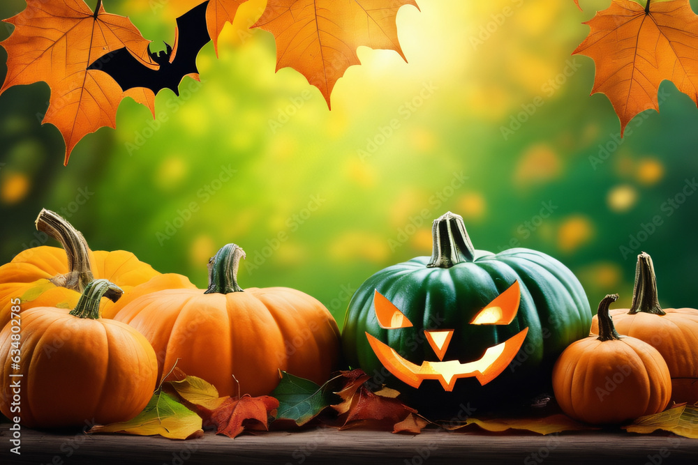 Halloween background with pumpkins and leaves Halloween background with pumpkins and leaves