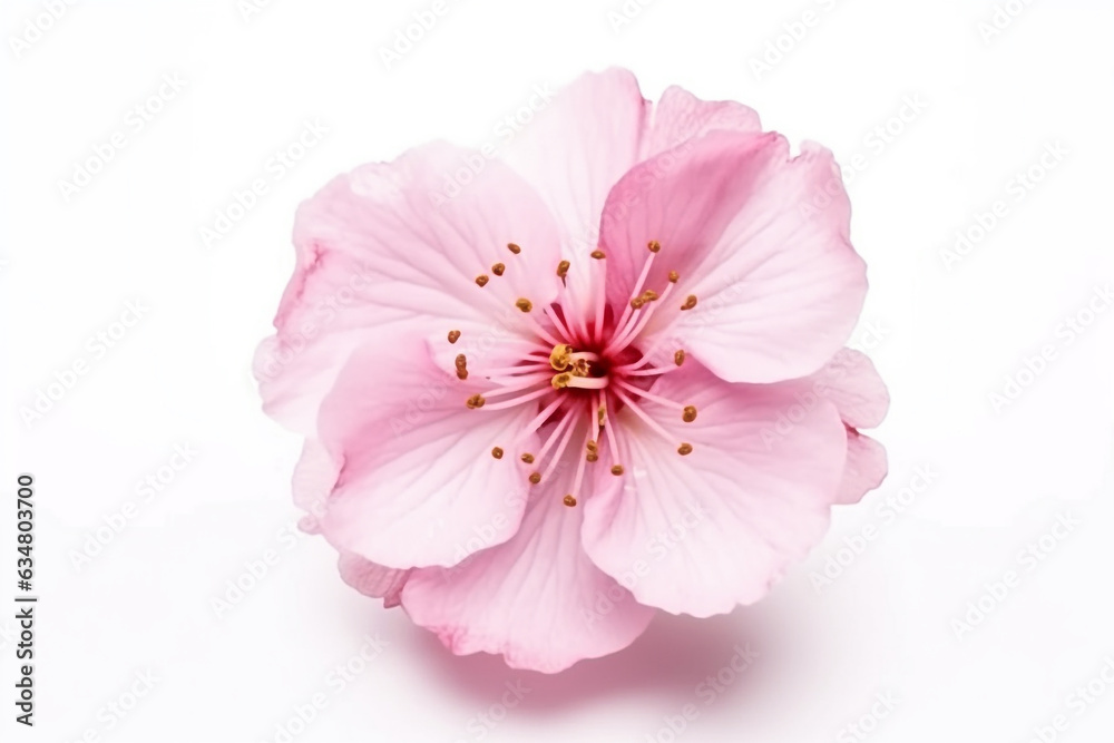 Pink sakura on white background.Generative Ai. Pink sakura on white background.Generative Ai.