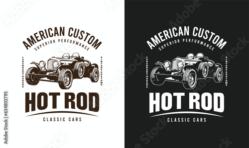 Hot rod classic car vector t-shirt design graphics. Old car vintage t-shirt design