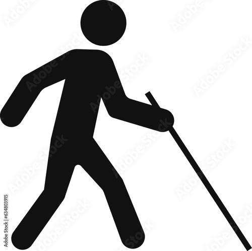 silhouette of a blind person with a stick