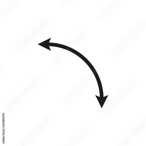 Dual semi circle arrow. Vector illustration. Semicircular curved thin long double ended arrow.	