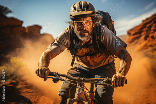 Cyclist Riding Through Rugged Terrain © AIproduction