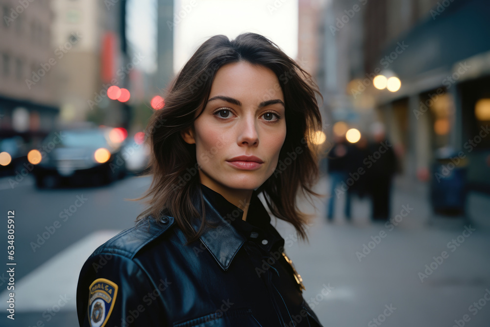 Fierce Police Officer's Side Profile on NYC Street