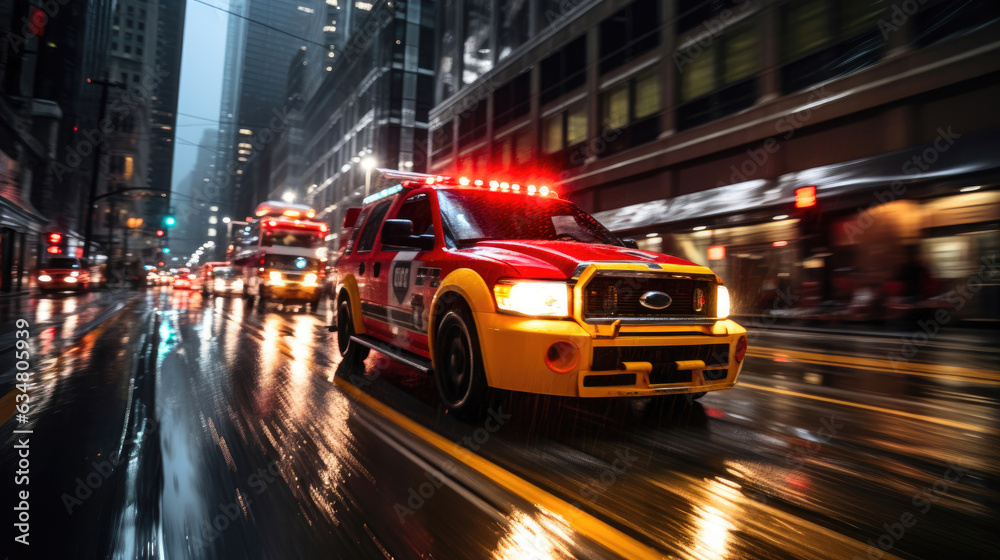 Swift Aid: Ambulance in Rainy Evening