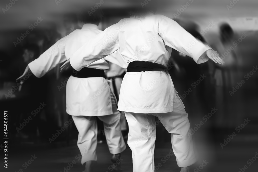 Abstract black and white karate background. The concept of