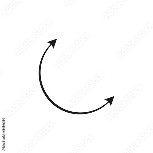 Semicircular curved thin long double ended arrow.