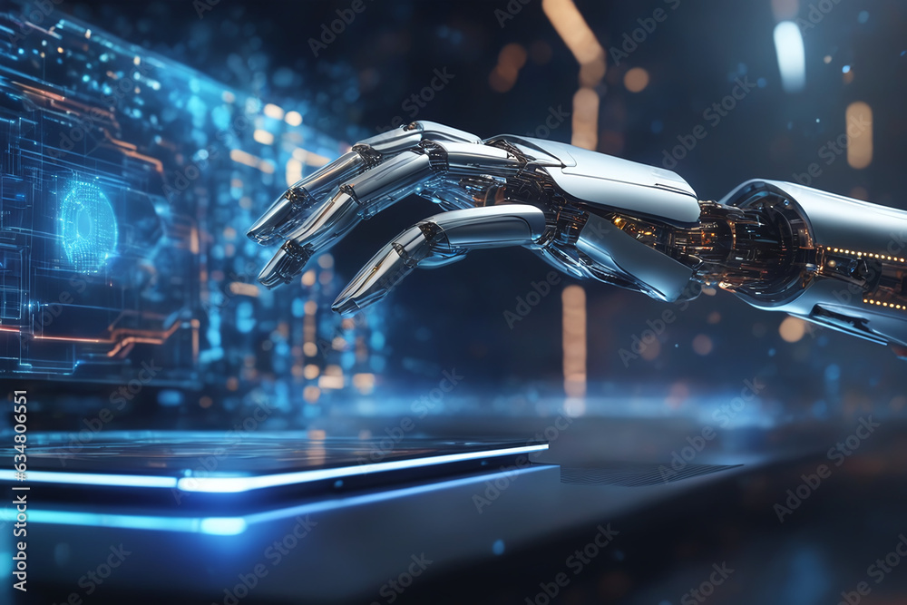 AI, Machine learning, Hands of robot and human touching on big data network connection background, Science and artificial intelligence technology, innovation and futuristic. AI, Machine learning, Hands of robot and human touching on big data network connection background, Science and artificial intelligence technology, innovation and futuristic.