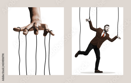 Konstfotografi The puppeteer and his puppet, art collage.