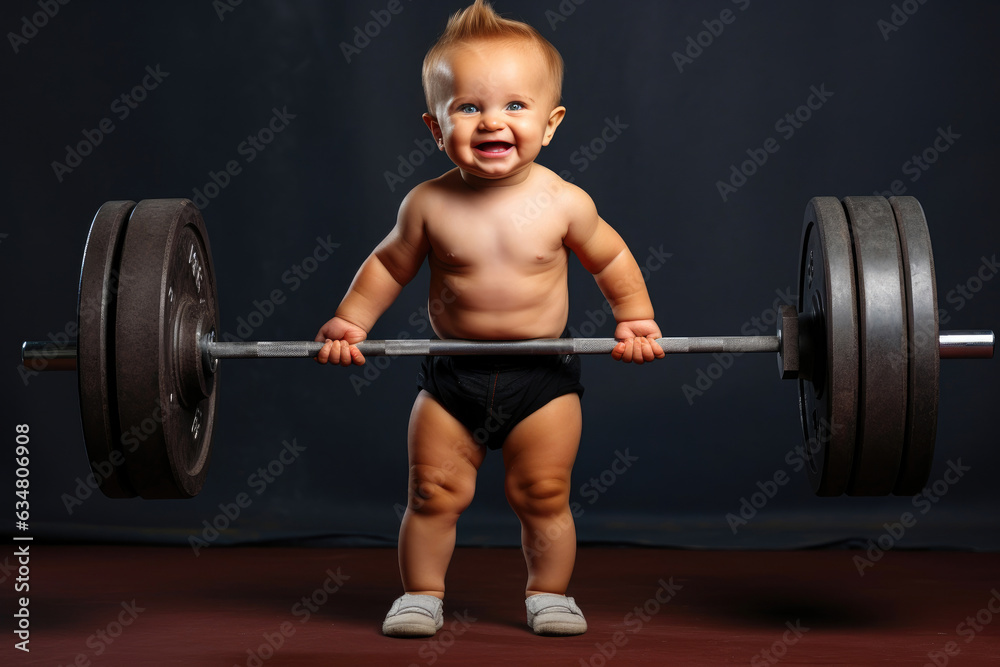 Adorable Baby Lifts Heavy Barbell and Laughs Adorable Baby Lifts Heavy Barbell and Laughs