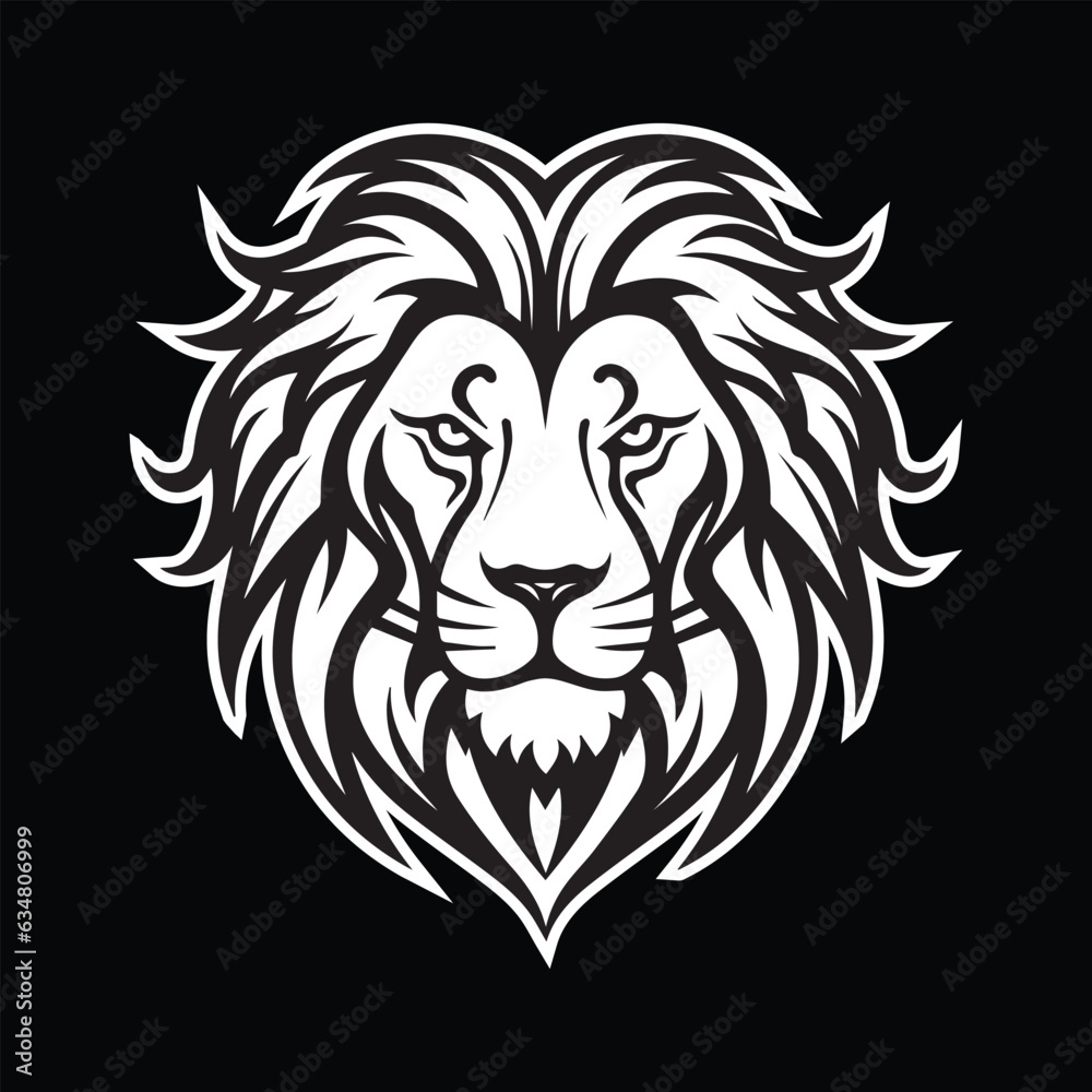 Fototapeta premium lion head illustration artwork black and white eps vector