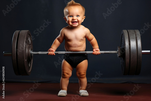 Adorable Baby Lifts Heavy Barbell and Laughs