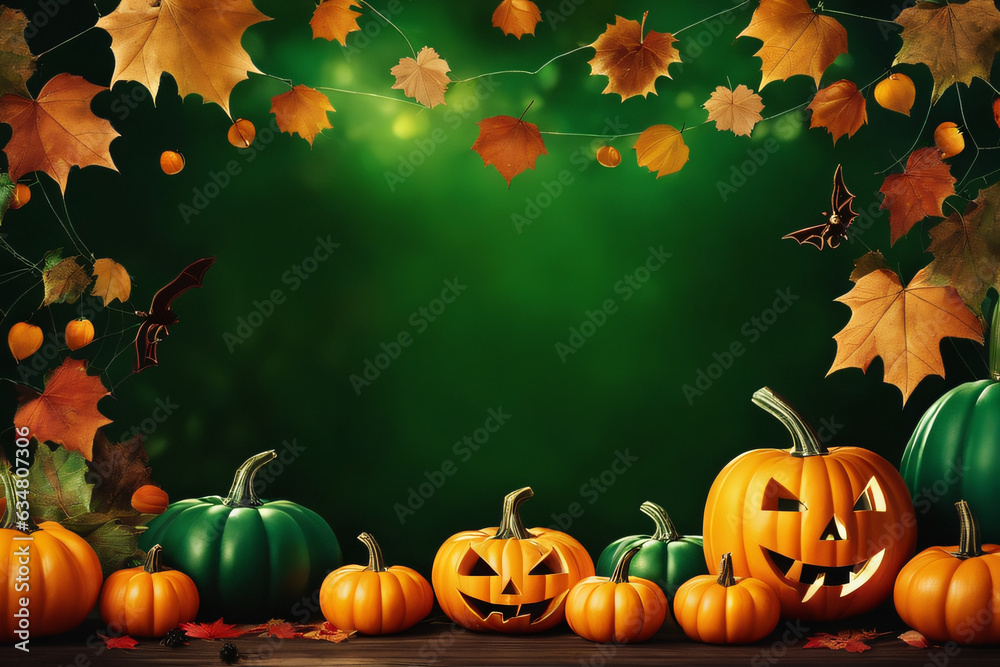 Halloween background with pumpkins and leaves Halloween background with pumpkins and leaves