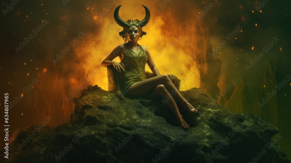 Fototapeta premium demon woman in hell