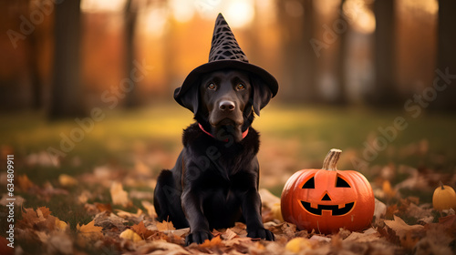 dog dressed up on halloween photo
