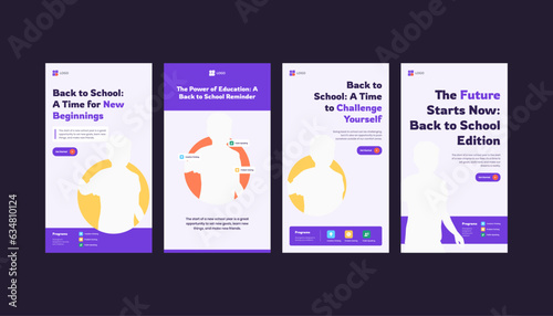 School Education promotion collection with vertical standee roll up banner or social media story template