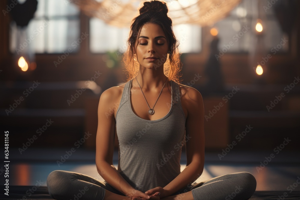 Person meditating in yoga pose Person meditating in yoga pose