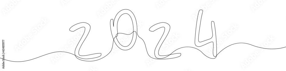 New Year icon line continuous drawing vector. One line 2024 year icon vector background. A New Year icon. Continuous outline of a New Year icon. New Year icon line continuous drawing vector. One line 2024 year icon vector background. A New Year icon. Continuous outline of a New Year icon.