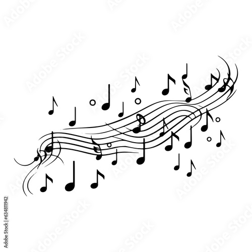 Vector Illustration of a music notes with lines drawing for logo,icon, black and white 