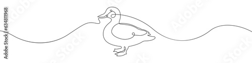 Duck icon line continuous drawing vector. One line Duck icon vector background. Duck bird icon. Continuous outline of Animal bird icon.