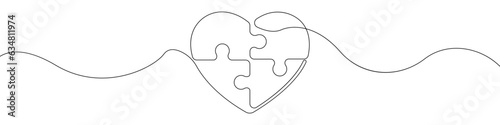 Heart icon line continuous drawing vector. One line Heart puzzle icon vector background. A broken heart icon. Continuous outline of a Particles of the heart icon.