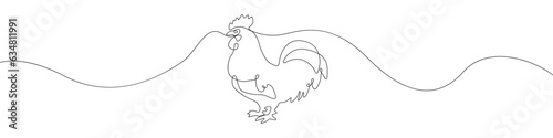 Cock icon line continuous drawing vector. One line Cock icon vector background. Rooster bird icon. Continuous outline of Animal bird icon.