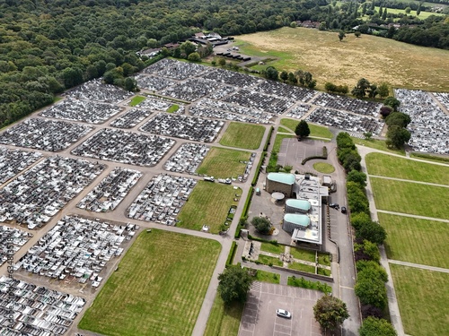 Jewish cemetery Waltham Abbey Essex UK drone,aerial  . photo