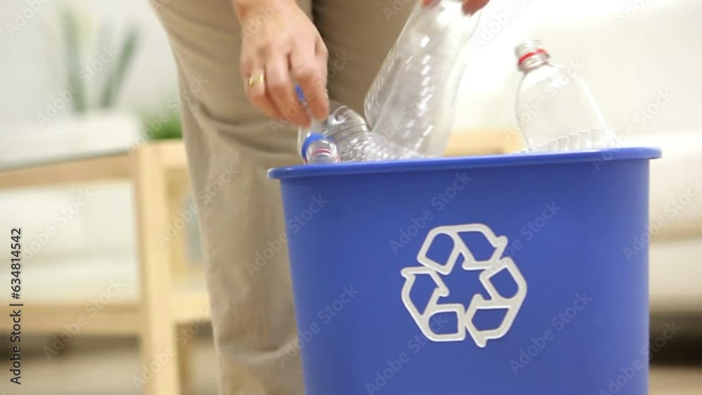 recycling bins with plastic bottle waste Separate and sorting garbage
