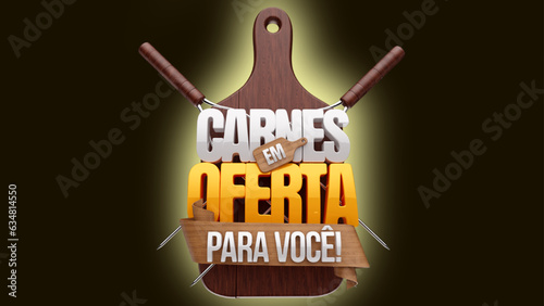 selo 3d ''carnes em oferta para você!''