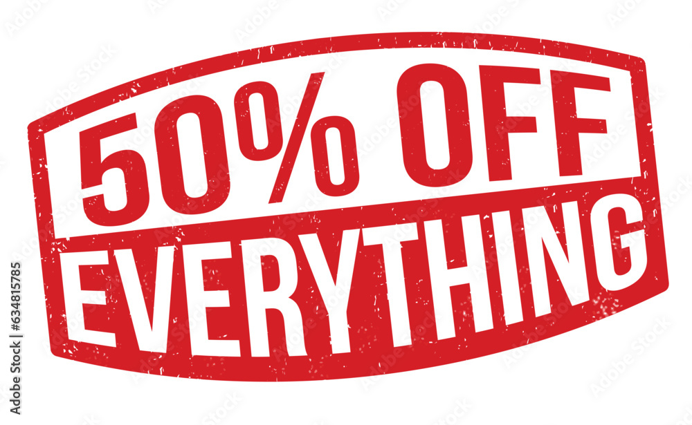 50%  off everything grunge rubber stamp