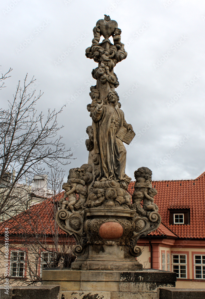 Sculpture on Charles bridge Prague Czech republic 02.2023