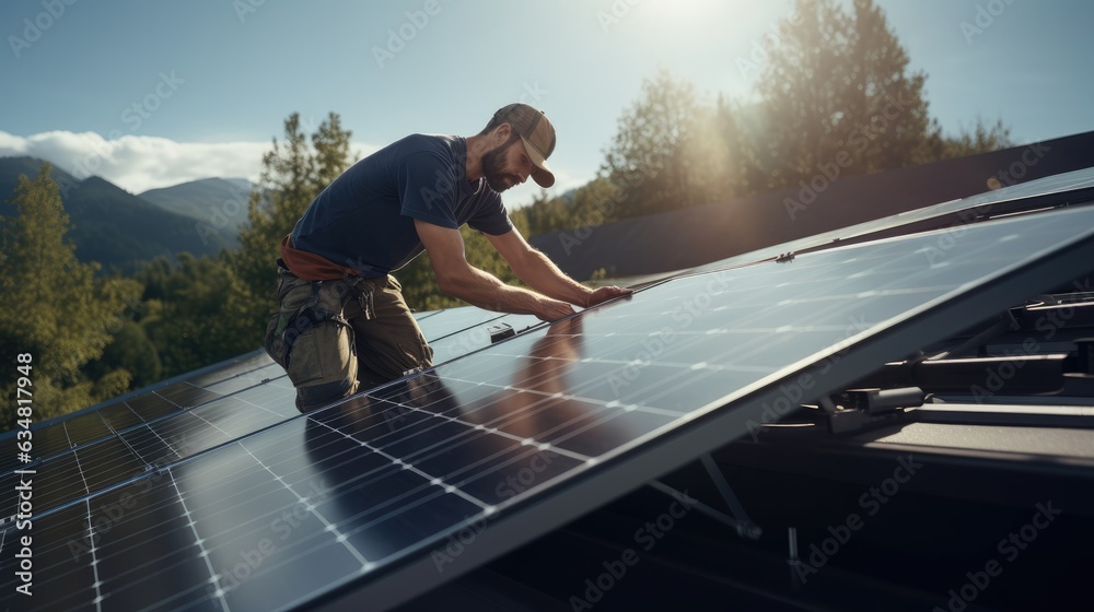 electrician installing solar panels 