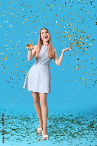 Young woman with piece of b...