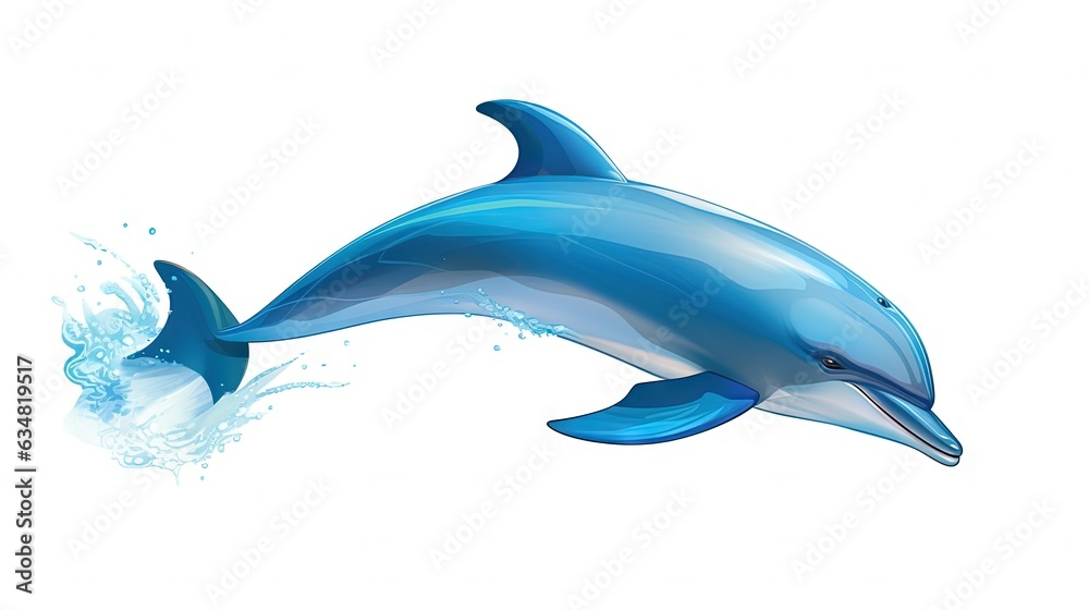  a blue dolphin jumping out of the water with its mouth open.  generative ai