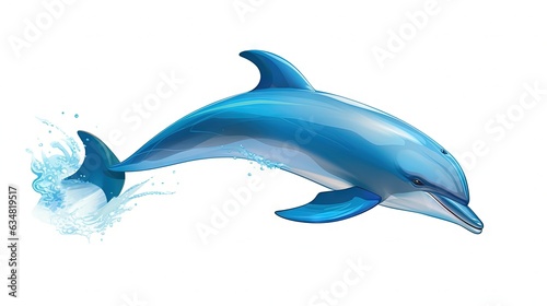  a blue dolphin jumping out of the water with its mouth open.  generative ai
