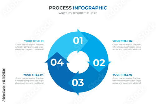 Circular arrows for infographics. Chart, graph, diagram with 4 steps, options, parts. Vector business template.